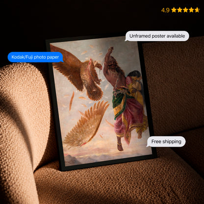Jatayu Vadh Vintage Poster & Framed Print
