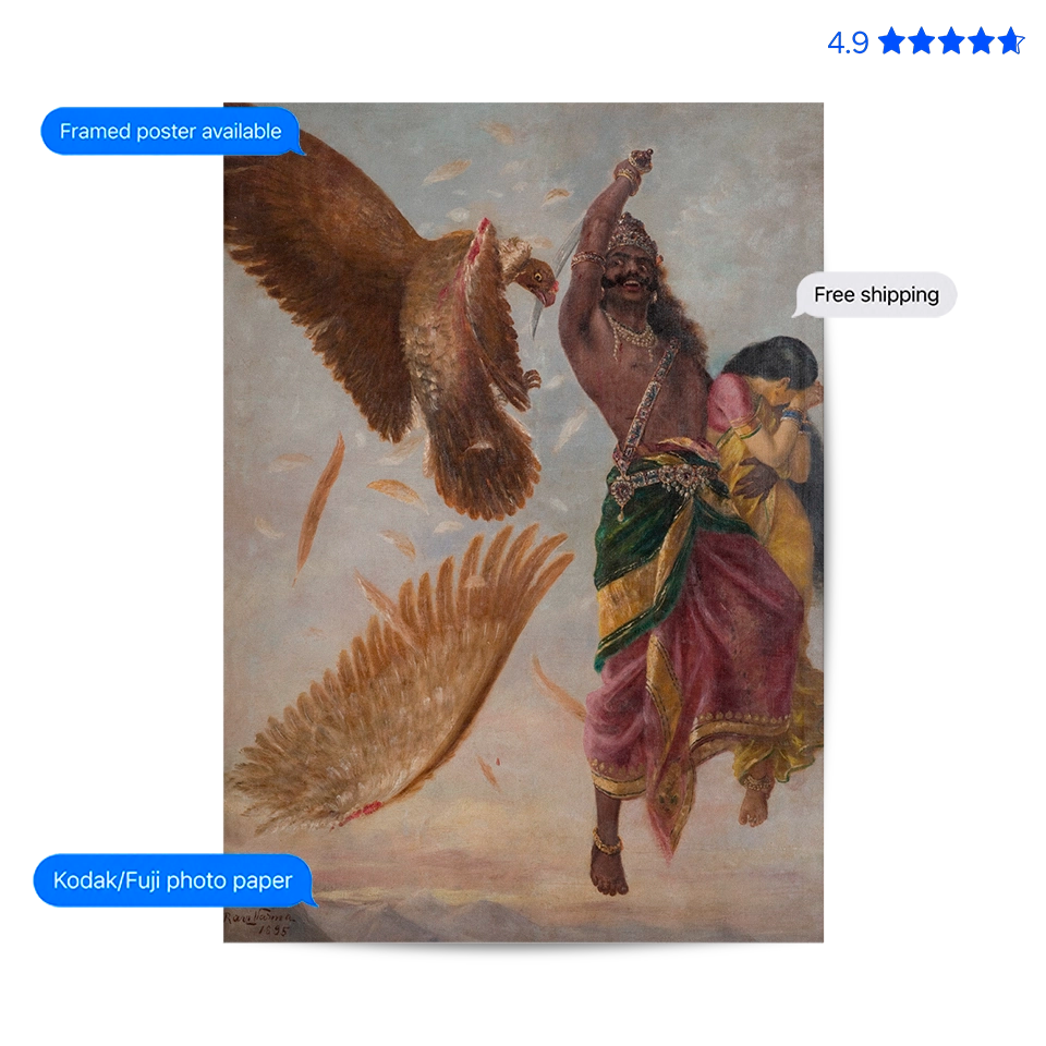 Jatayu Vadh Vintage Poster & Framed Print