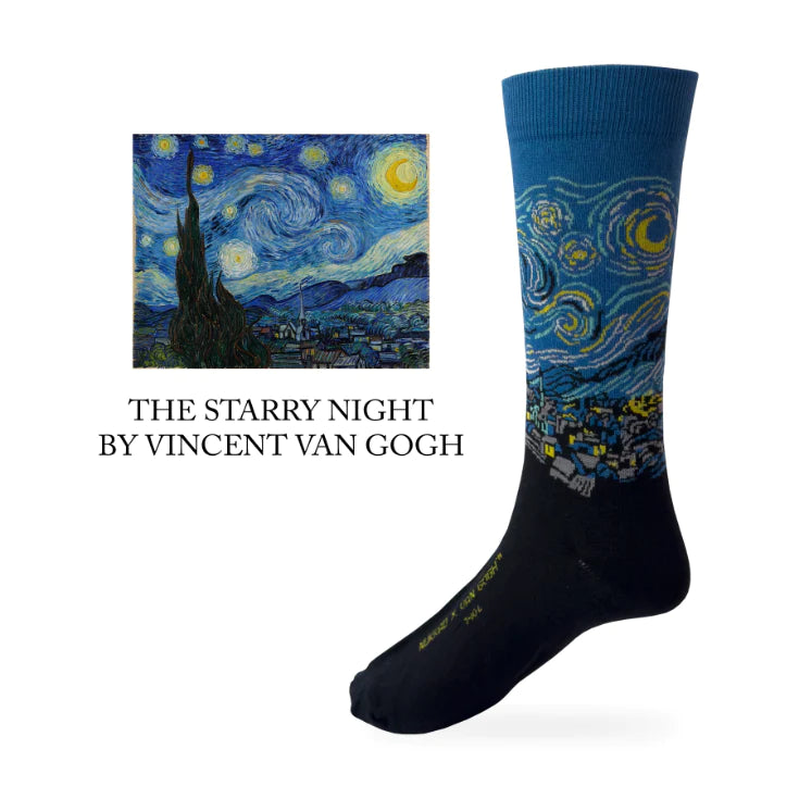 Combo Pair of Self-Portrait of Frida Kahlo and Starry Night by Vincent van Gogh Socks