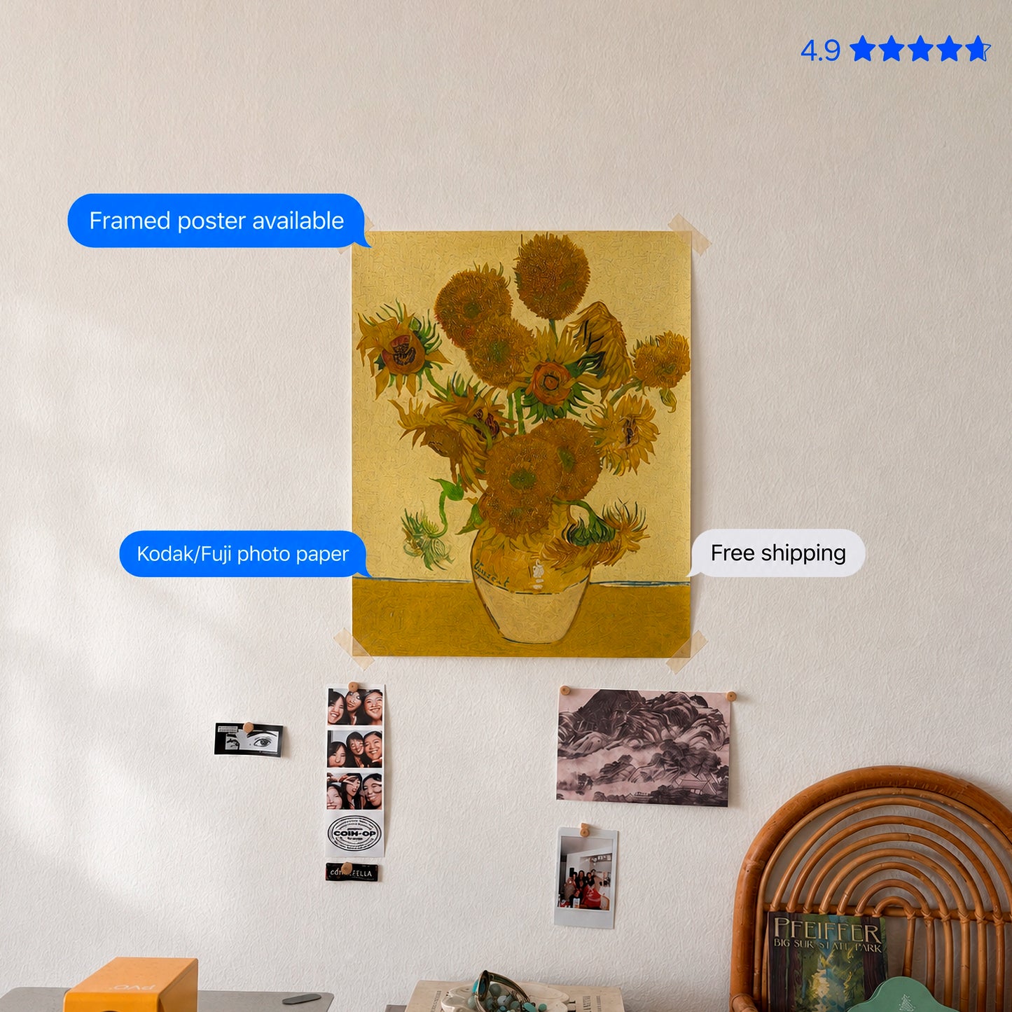 Still Life: Vase with Fifteen Sunflowers by Vincent van Gogh Poster & Framed Print