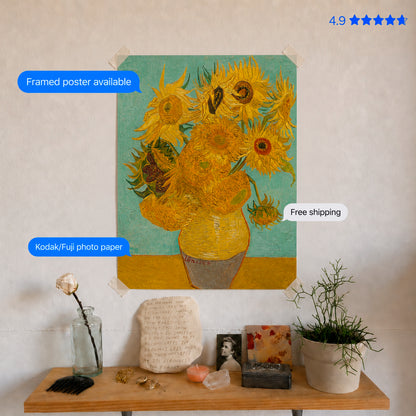 Still Life: Vase with Twelve Sunflowers  by Vincent van Gogh Poster & Framed Print