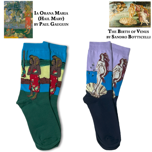 The Birth of Venus by Sandro Botticelli & Ia Orana Maria (Hail Mary) by Paul Gauguin Socks