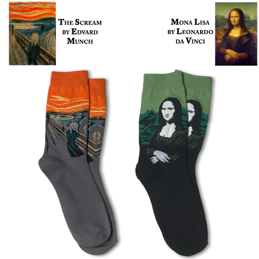 The Scream by Edvard Munch & Mona Lisa by Leonardo da Vinci Socks