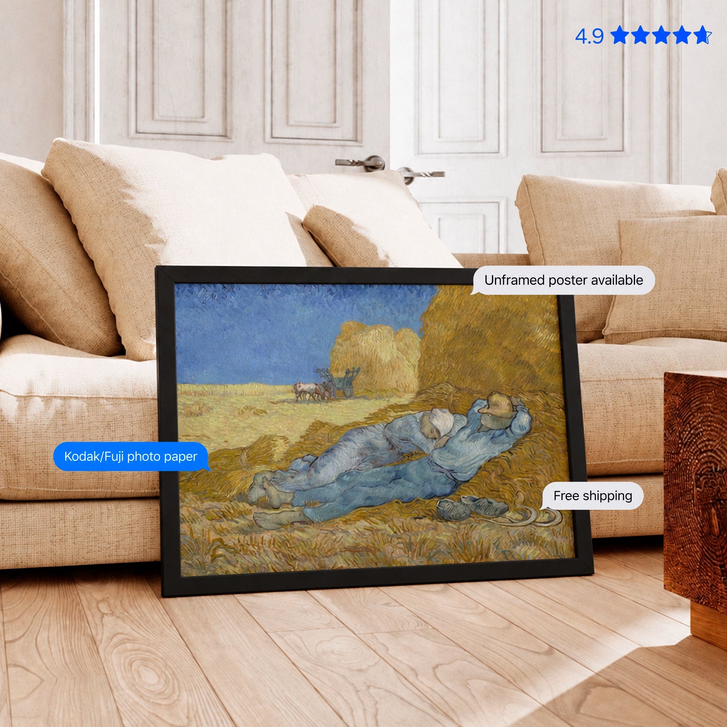 The Siesta by Vincent van Gogh Poster & Framed Print