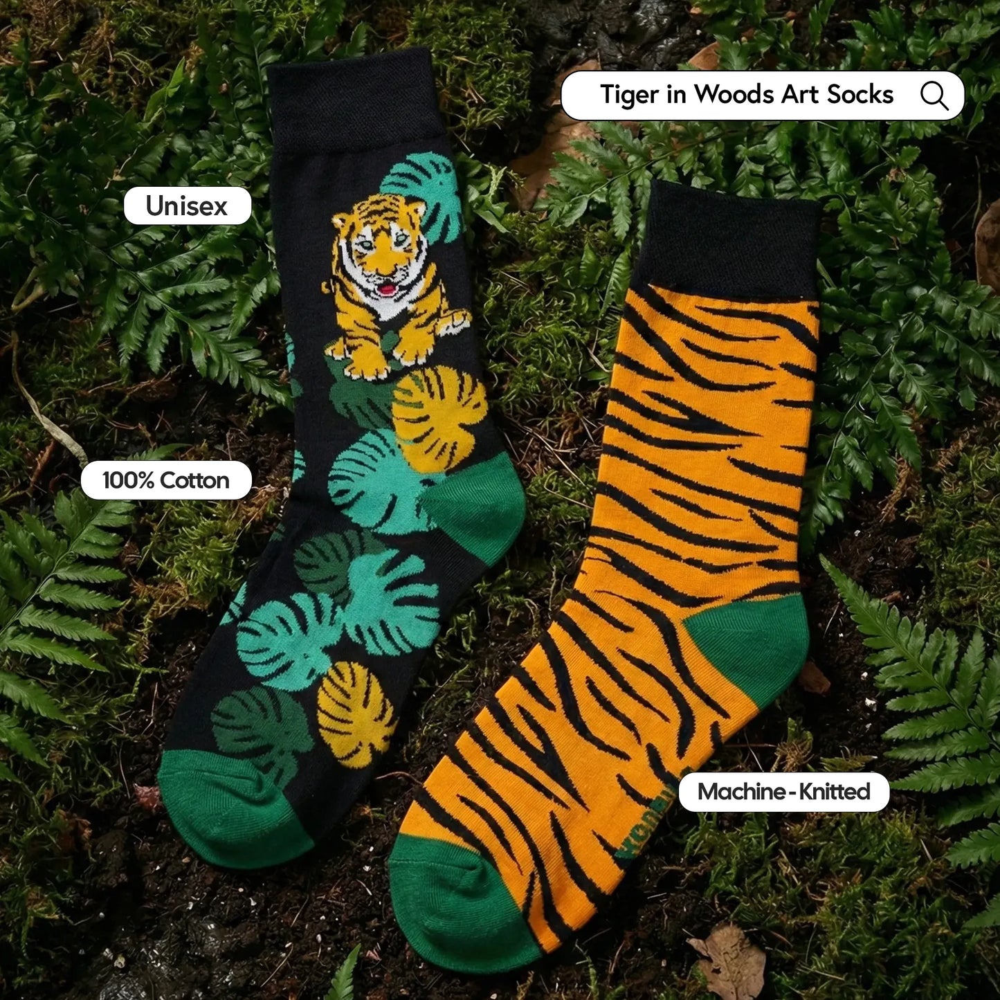 Tiger in Wild Art Socks