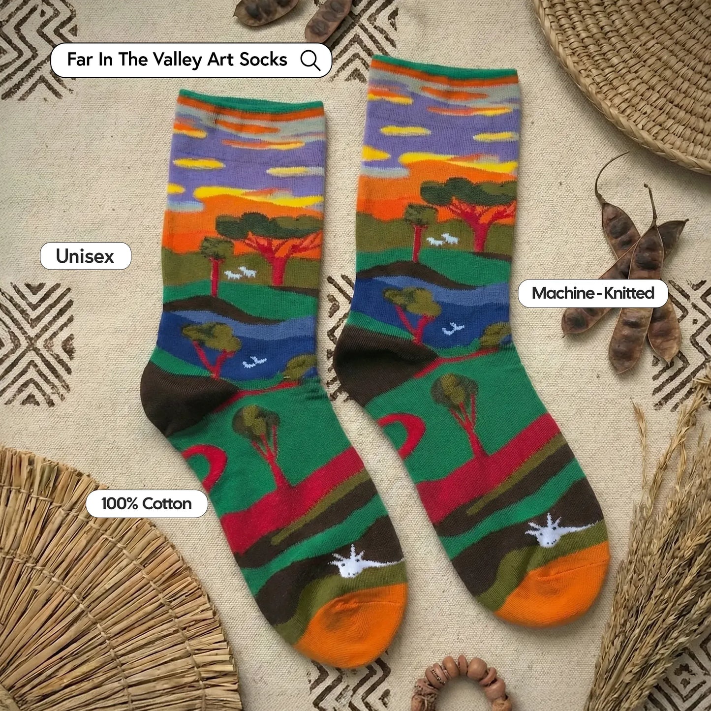 Valley In The Far Art Socks