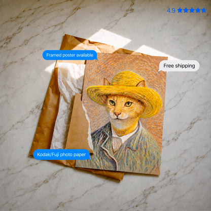Vincat van Gogh, Straw Hat Art Print Poster & Framed Print