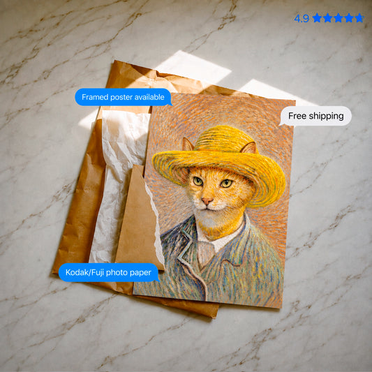 Vincat van Gogh, Straw Hat Art Print Poster & Framed Print