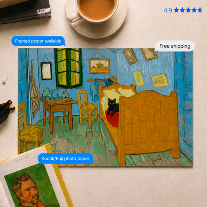 Black in Van Gogh's Bedroom Art Print Poster & Framed Print