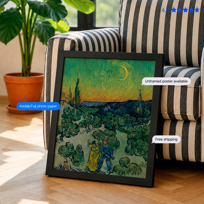 A Walk at Twilight by Vincent van Gogh Poster & Framed Print