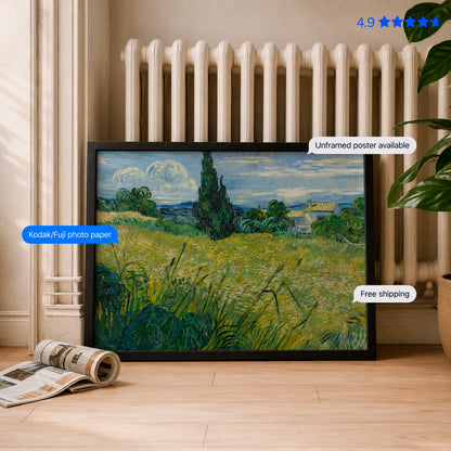 Green Field by Vincent van Gogh Poster & Framed Print