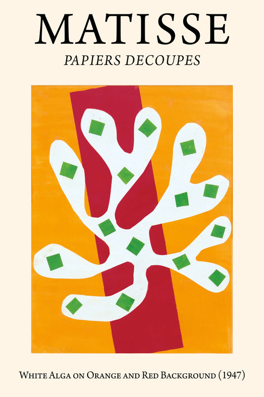 White Alga on Orange and Red Background (1947) Henri Matisse Cut-Out - Nukkad Studios