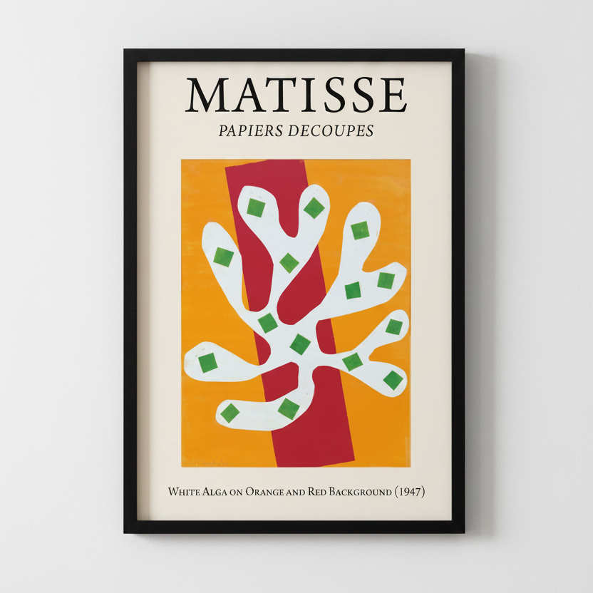 White Alga on Orange and Red Background (1947) Henri Matisse Cut-Out