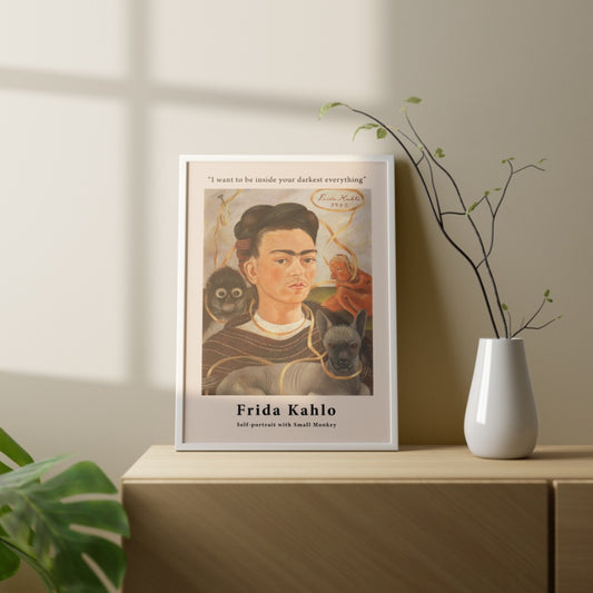 Self Portrait with Small Monkey by Frida Kahlo Poster & Print - Nukkad Studios