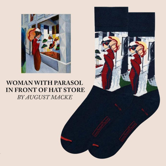 Woman with Parasol Front of Hat Shop by August Macke Socks - Nukkad Studios