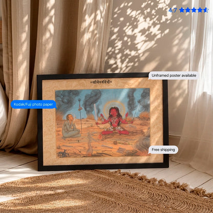 Goddess Bhairavi Devi with Shiva 17th-century Vintage Poster & Framed Print