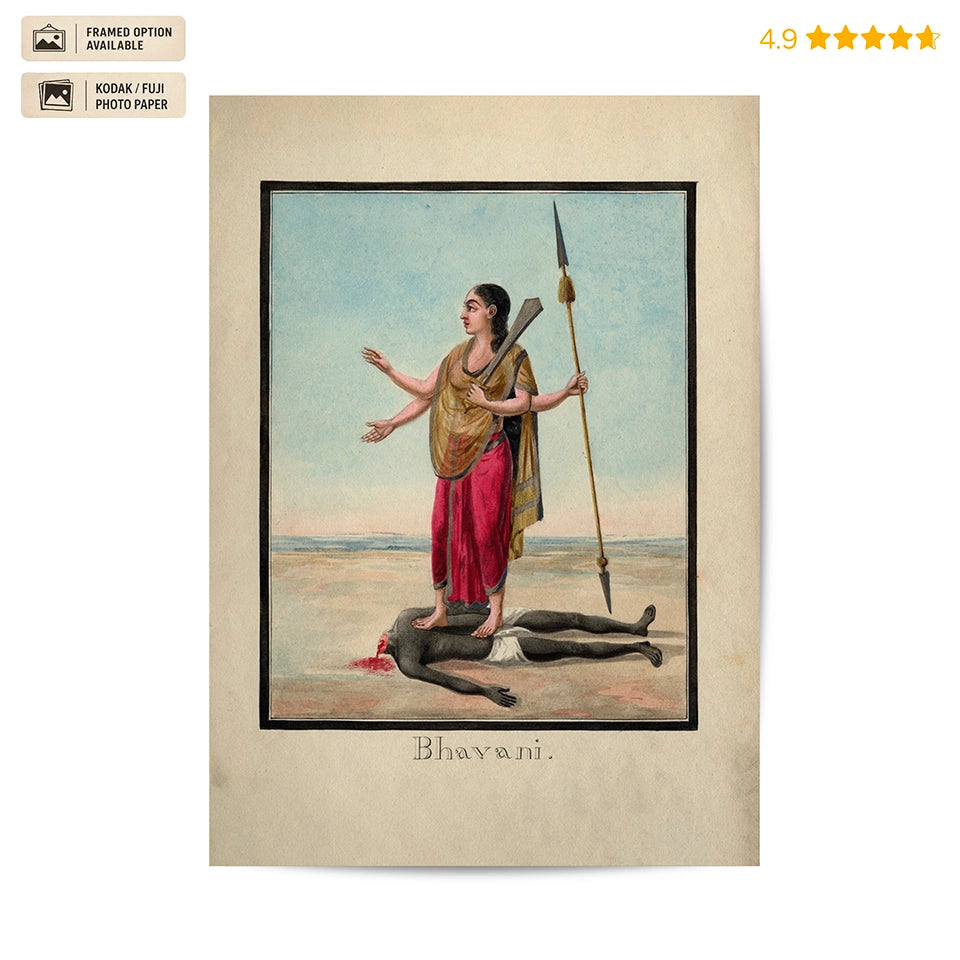 Goddess Bhavani 19th-century Vintage Poster & Framed Print