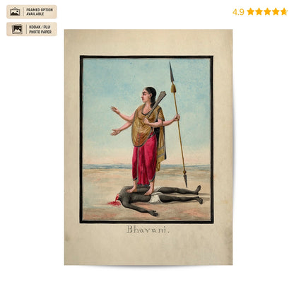 Goddess Bhavani 19th-century Vintage Poster & Framed Print