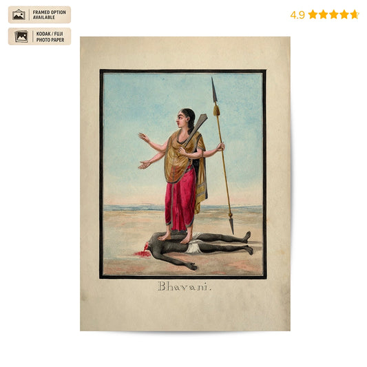 Goddess Bhavani 19th-century Vintage Poster & Framed Print