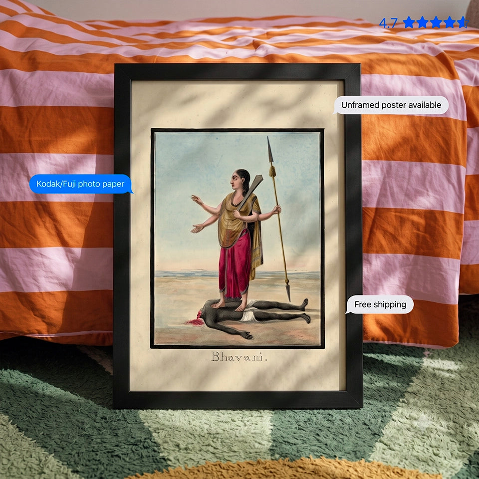 Goddess Bhavani 19th-century Vintage Poster & Framed Print