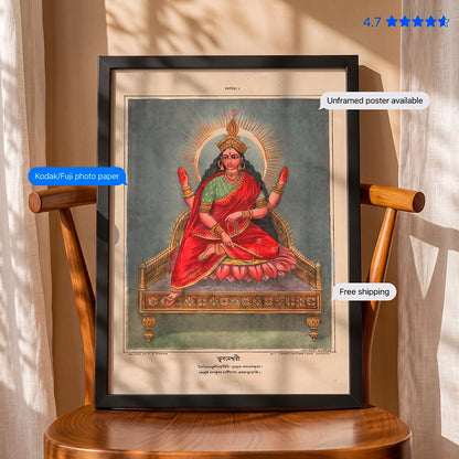 Goddess Bhuvaneshvari 19th-century Vintage Poster & Framed Print