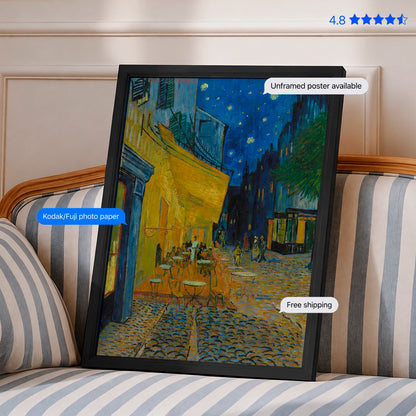 Café Terrace at Night by Vincent van Gogh Poster & Framed Print