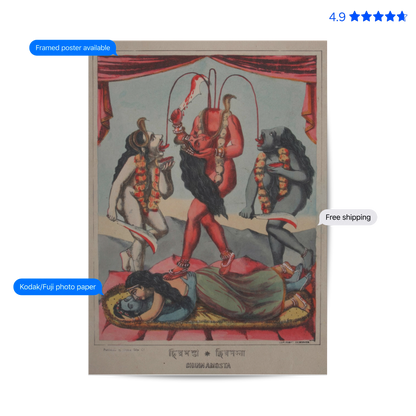 Goddess Chinnamasta Vintage Poster & Framed Print