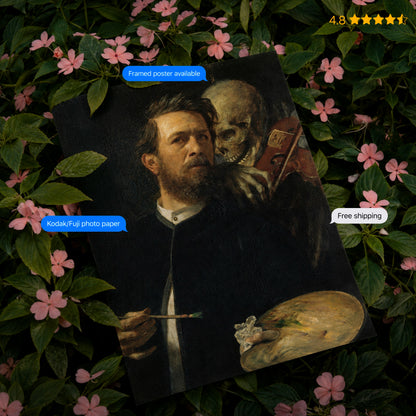 Self-Portrait with Death Playing the Fiddle Poster & Framed Print