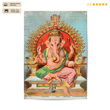 Ganpati Vintage Poster & Framed Print