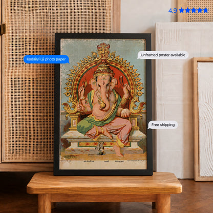 Ganpati Vintage Poster & Framed Print
