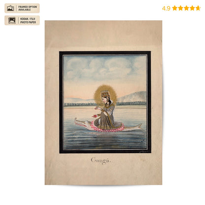 Goddess Ganga 19th-century Vintage Poster & Framed Print