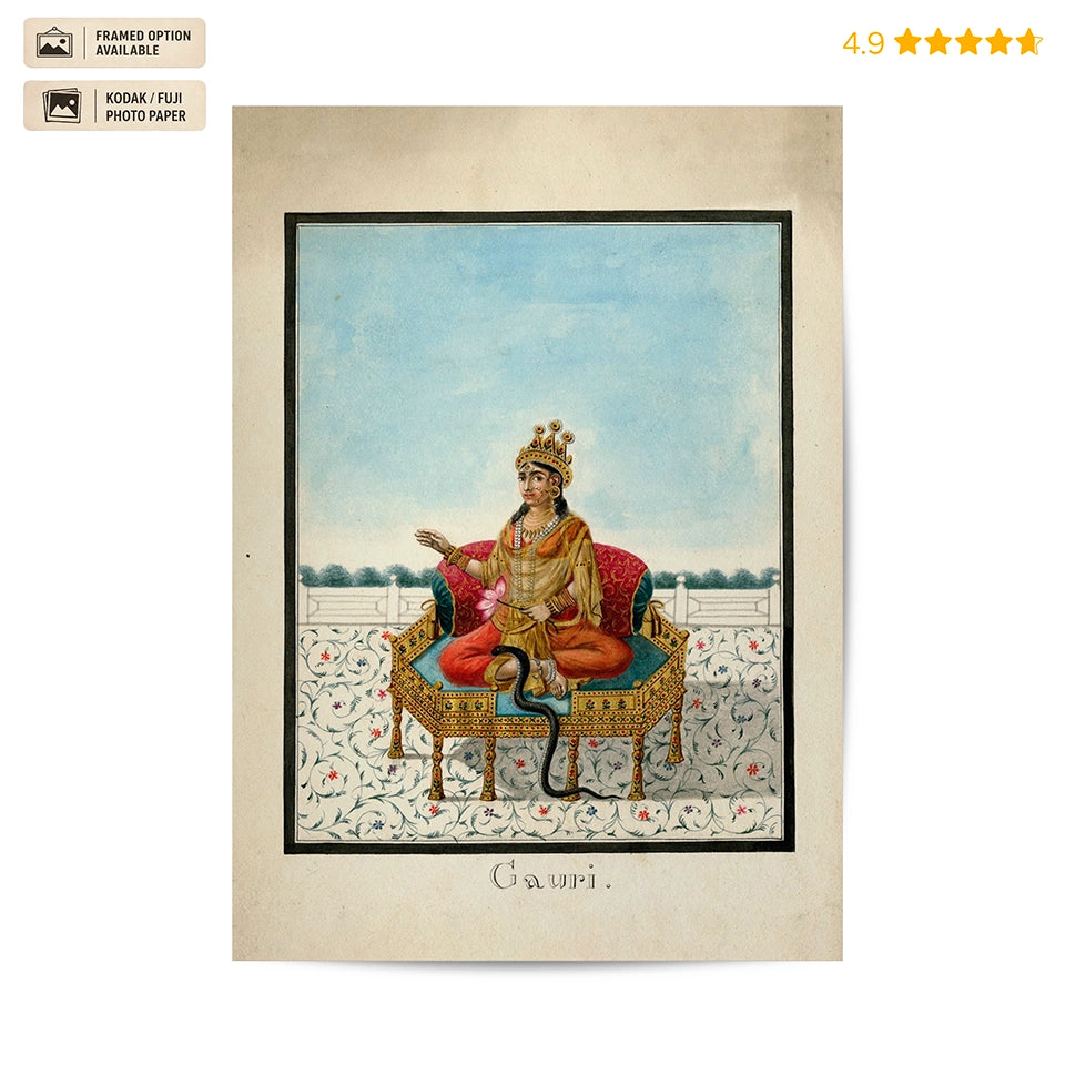 Goddess Gauri 19th-century Vintage Poster & Framed Print