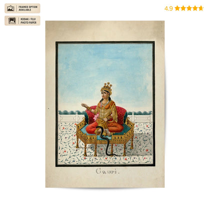 Goddess Gauri 19th-century Vintage Poster & Framed Print