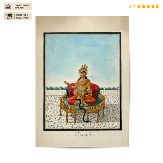 Goddess Gauri 19th-century Vintage Poster & Framed Print