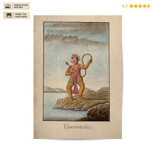 Hanuman 19th Century Vintage Poster & Framed Print