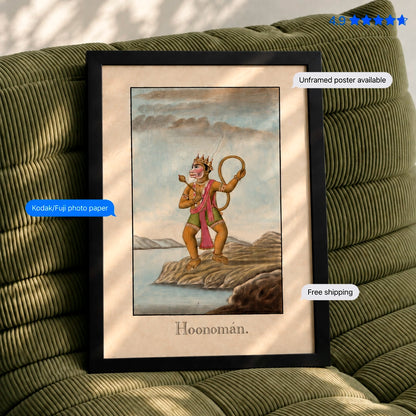 Hanuman 19th Century Vintage Poster & Framed Print