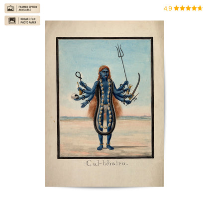 Goddess Kal-Bhairav 19th-century Vintage Poster & Framed Print