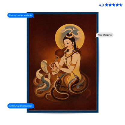 Nageshwar Shiva Vintage Poster & Framed Print