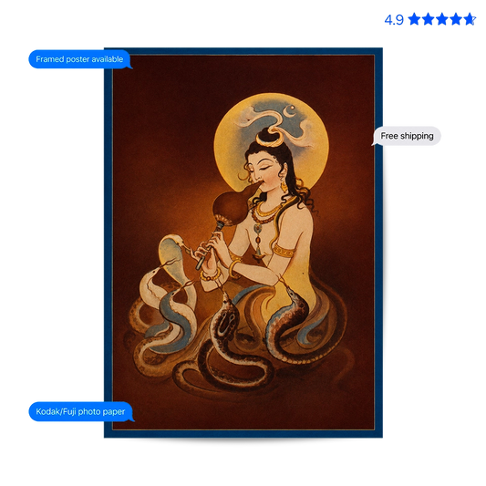 Nageshwar Shiva Vintage Poster & Framed Print