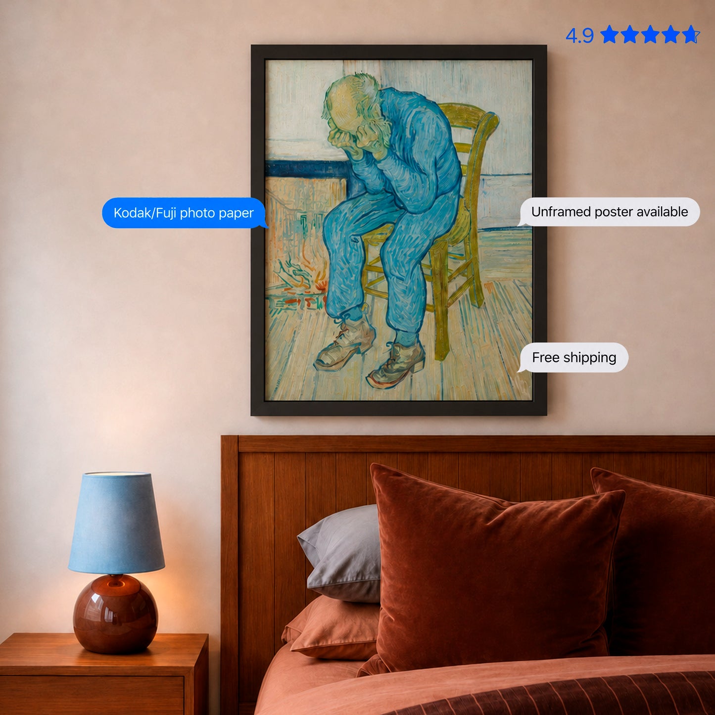 Sorrowing Old Man by Vincent van Gogh Poster & Framed Print