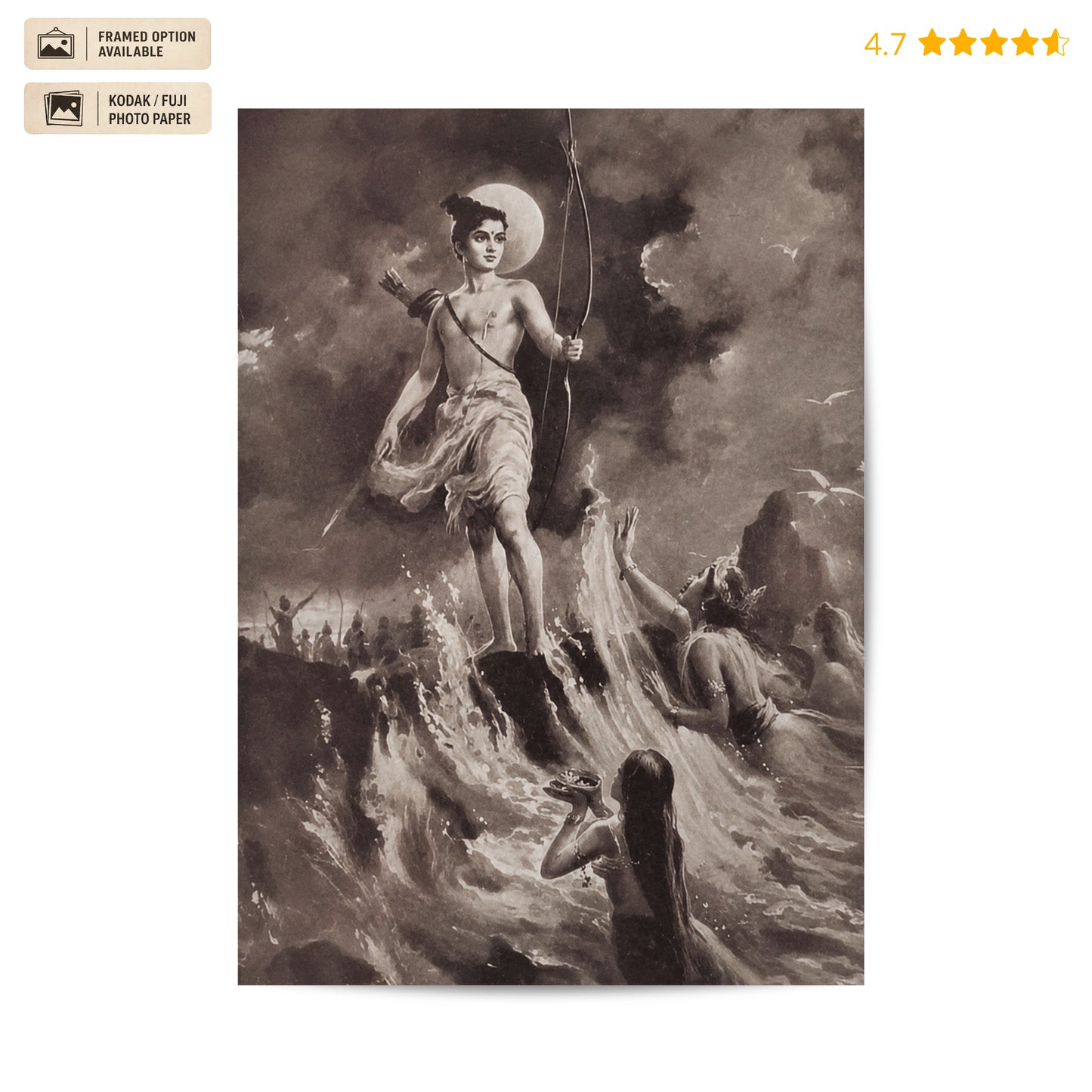 Ram at the Sea Vintage Poster & Framed Print