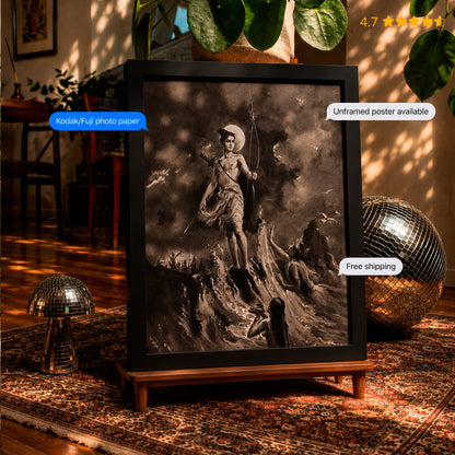 Ram at the Sea Vintage Poster & Framed Print