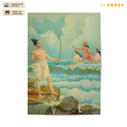 Shree Ram at the Sea Vintage Poster & Framed Print