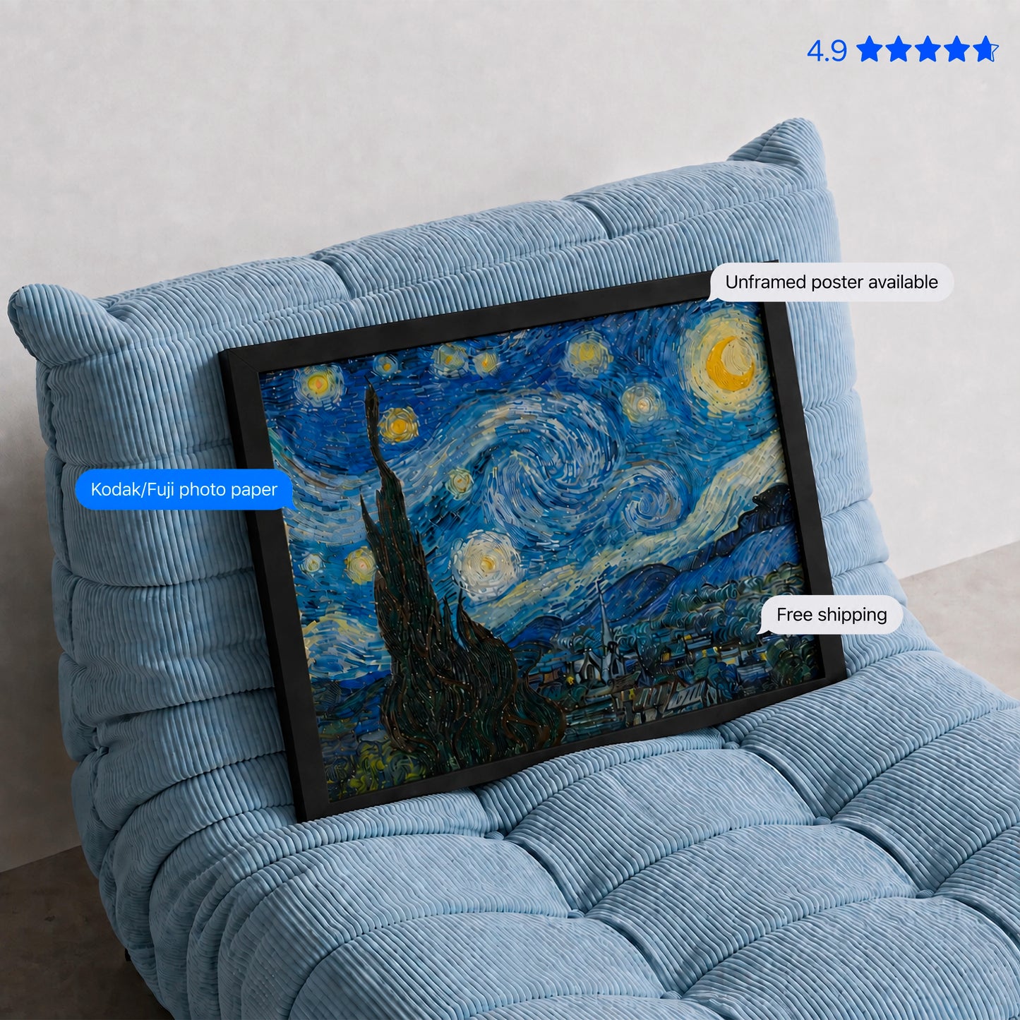 Starry Night by Vincent van Gogh Poster & Framed Print