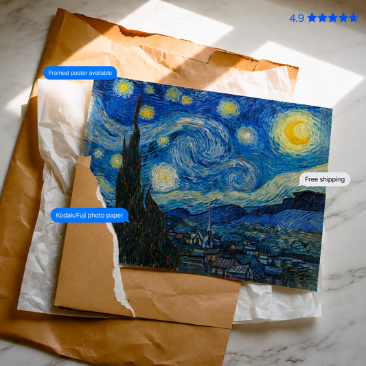 Starry Night by Vincent van Gogh Poster & Framed Print