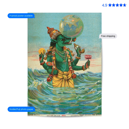 Varaha Avatar 19th Century Vintage Poster & Framed Print