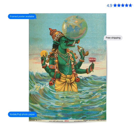 Varaha Avatar 19th Century Vintage Poster & Framed Print